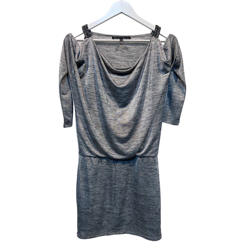 White House Black Market Womens Gray Cold Shoulder Party Dress Size XXS